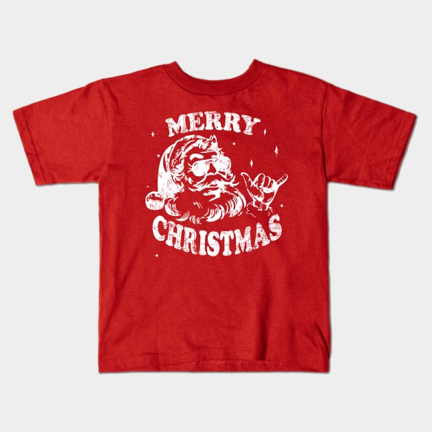 Hawaiian Santa Merry Christmas Family Xmas Pajamas Kids T-Shirt by Shanti-Ru Design